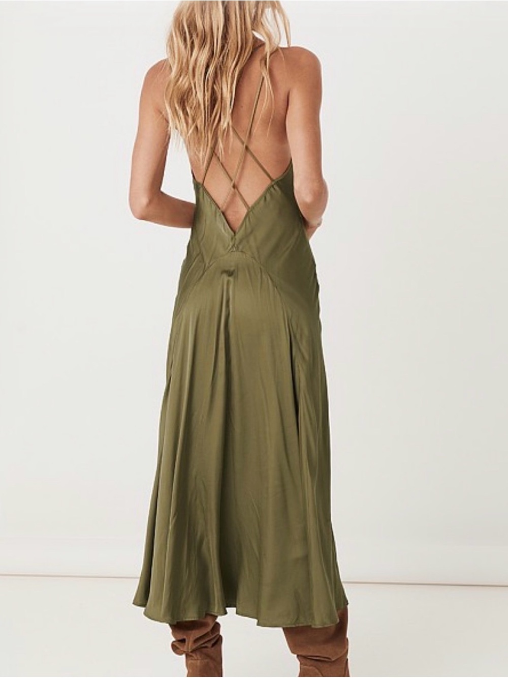 Spell Boudoir Slip Dress Olive Green NWT Size L - Picture 6 of 16